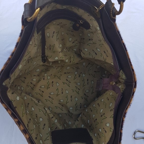 -Mr. Cat- Leopard Print Calf Hair brown Leather Bag - Picture 6 of 7